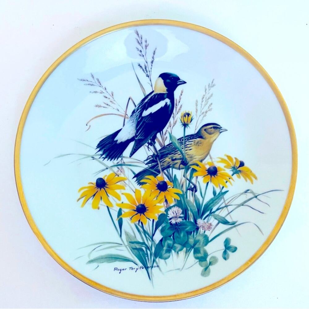 80s Vtg Georges Boyer Limoges Plate BOBOLINK Songbirds 9 3/4 Roger Tory Peterson